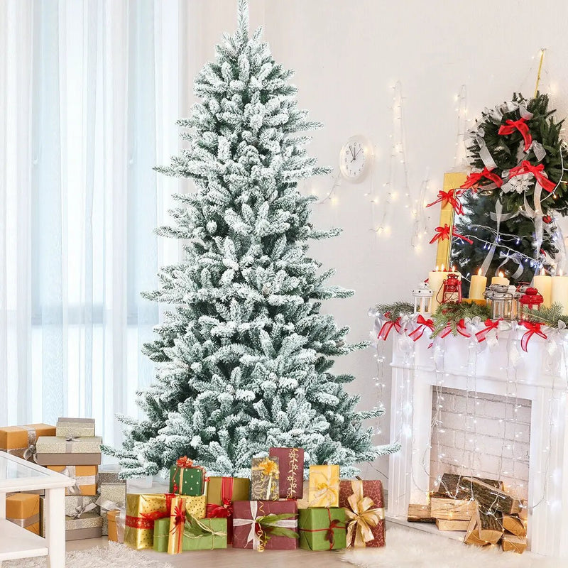 7 Feet Snow Flocked Slim Artificial Christmas Fir Tree by DirectDeals