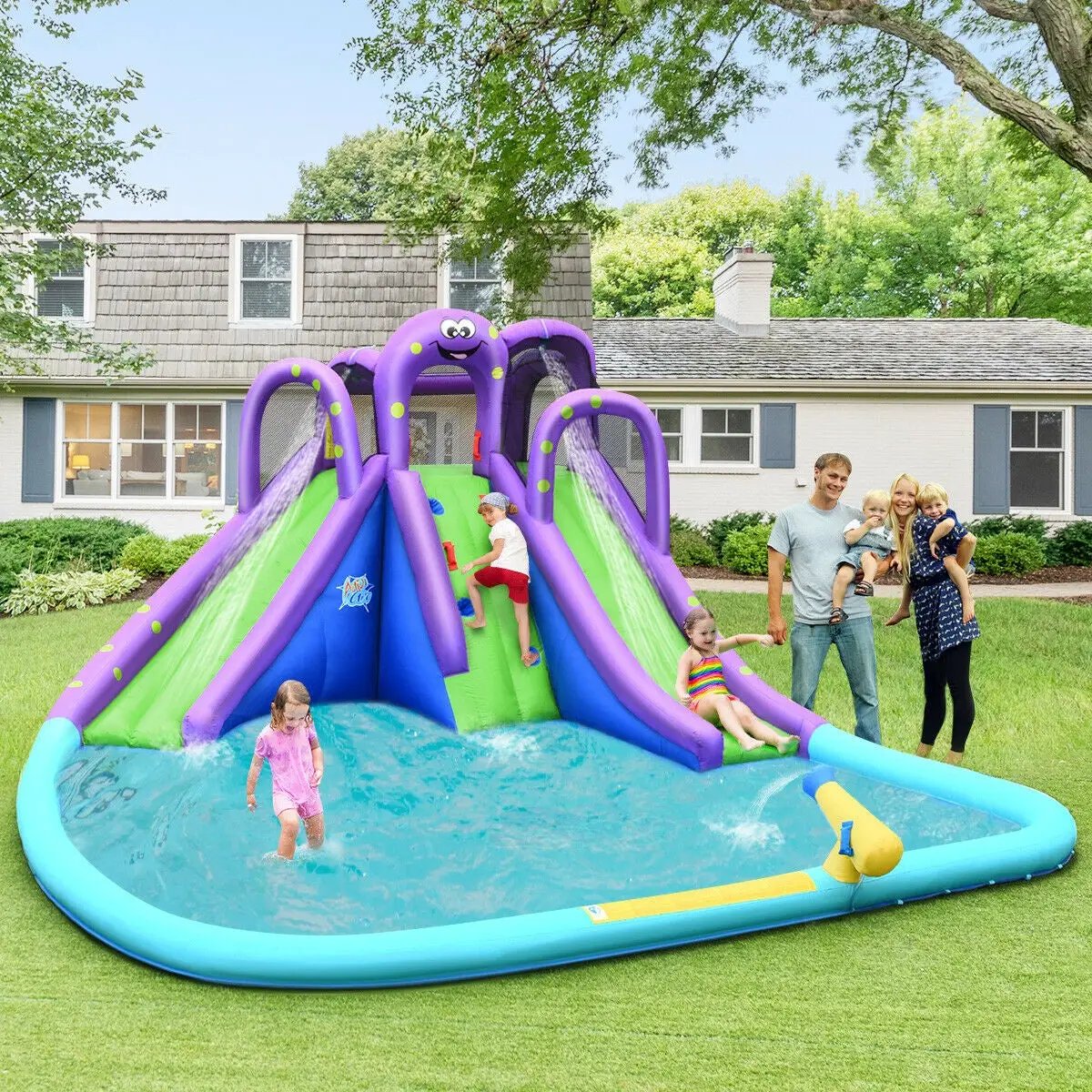 Inflatable Water and Sand Park Mighty Bounce House with Large Pool by DirectDeals
