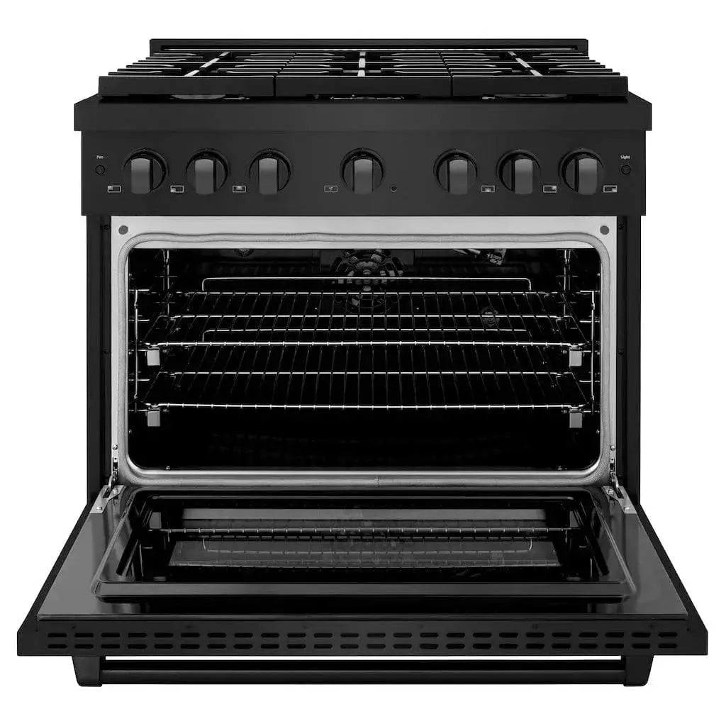 ZLINE 36 in.Gas Range, Convection Gas Oven, Black Stainless Steel, SGRB-36 by Farmhouse Kitchen and Bath