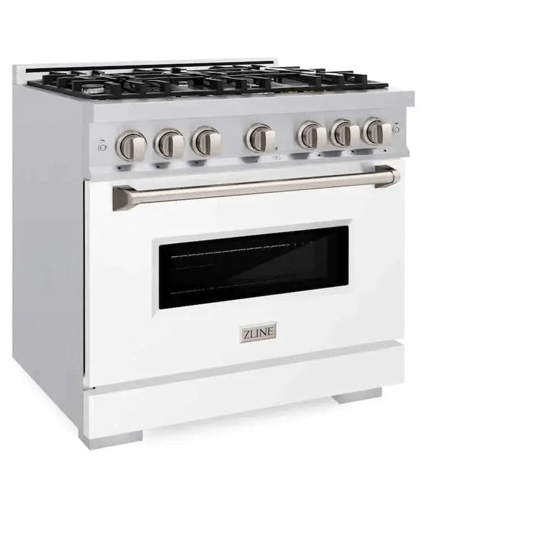 ZLINE 36"Classic Gas Range, Convection Gas Oven, Stainless Steel, White Matte Door CGR-WM-36 by Farmhouse Kitchen and Bath