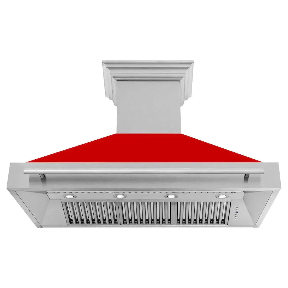 ZLINE 48" Autograph DuraSnow Red Stainless Wall Range Hood 8654SNX-RM-48 by Farmhouse Kitchen and Bath