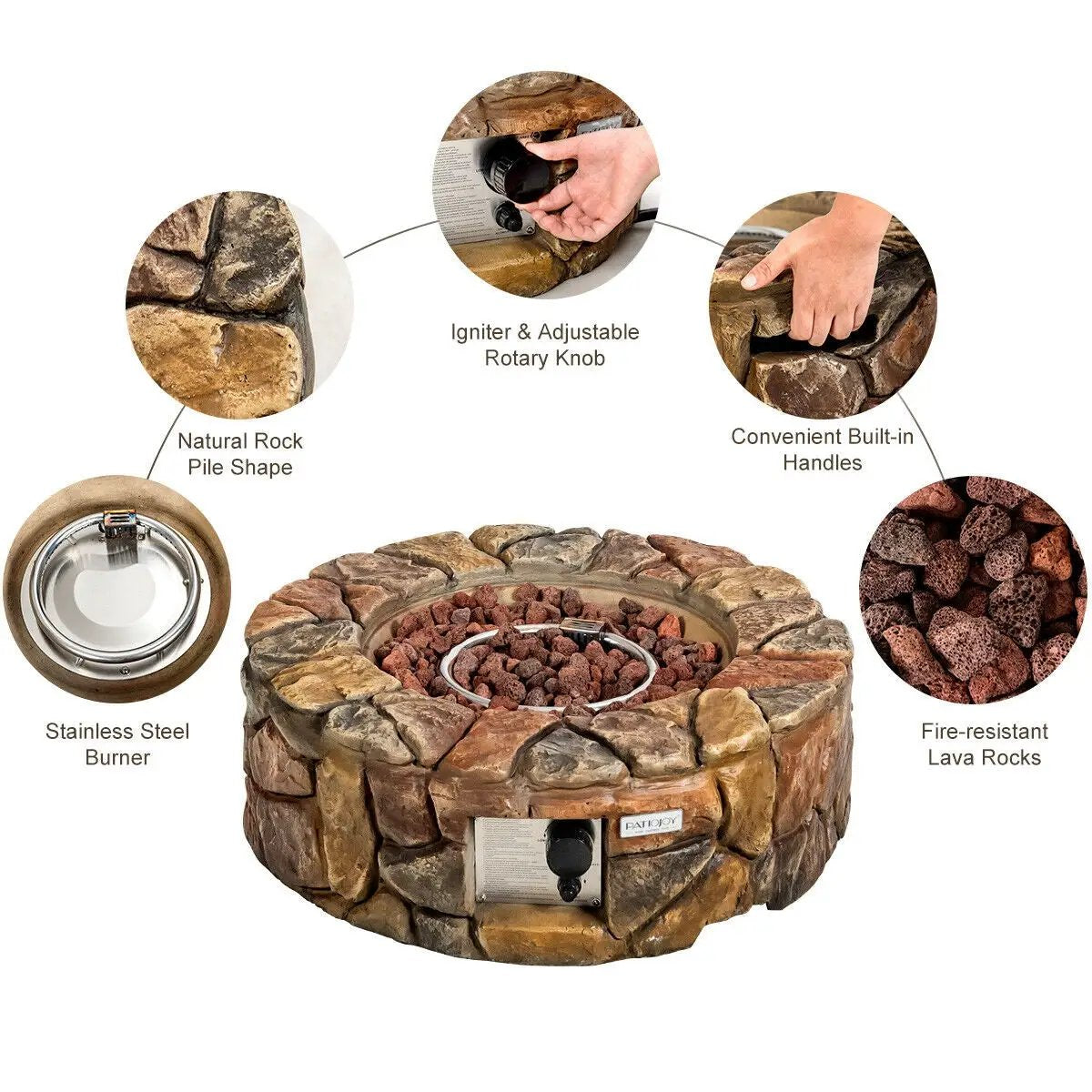 28 Inch Propane Gas Fire Pit by DirectDeals