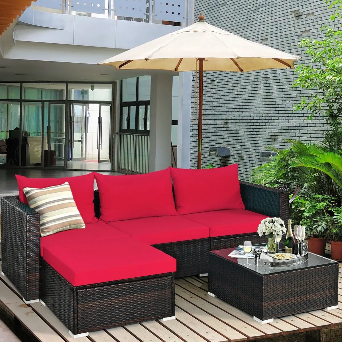 5 Pieces Patio Rattan by DirectDeals