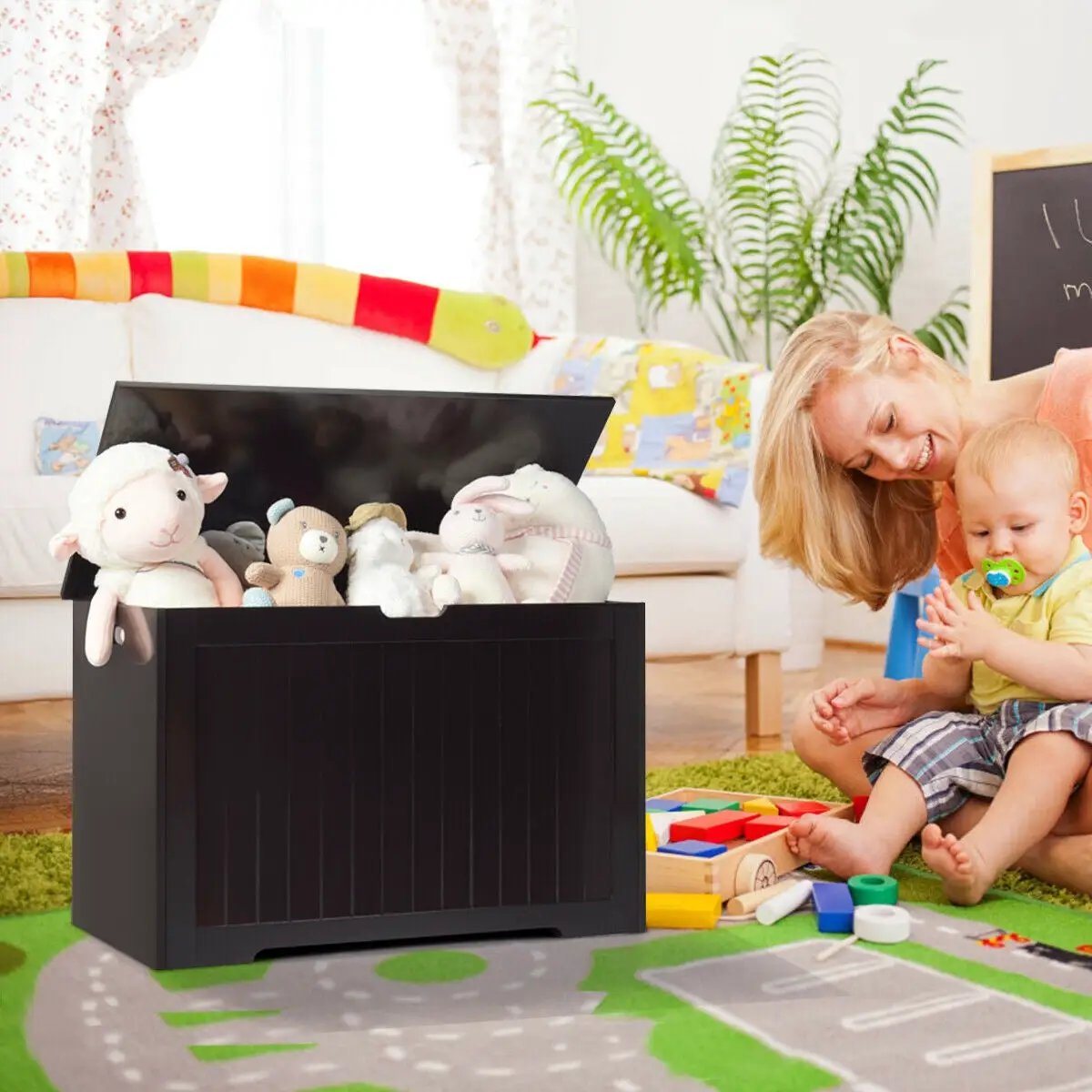 Wooden Toy Box Kids Storage Chest Bench by DirectDeals
