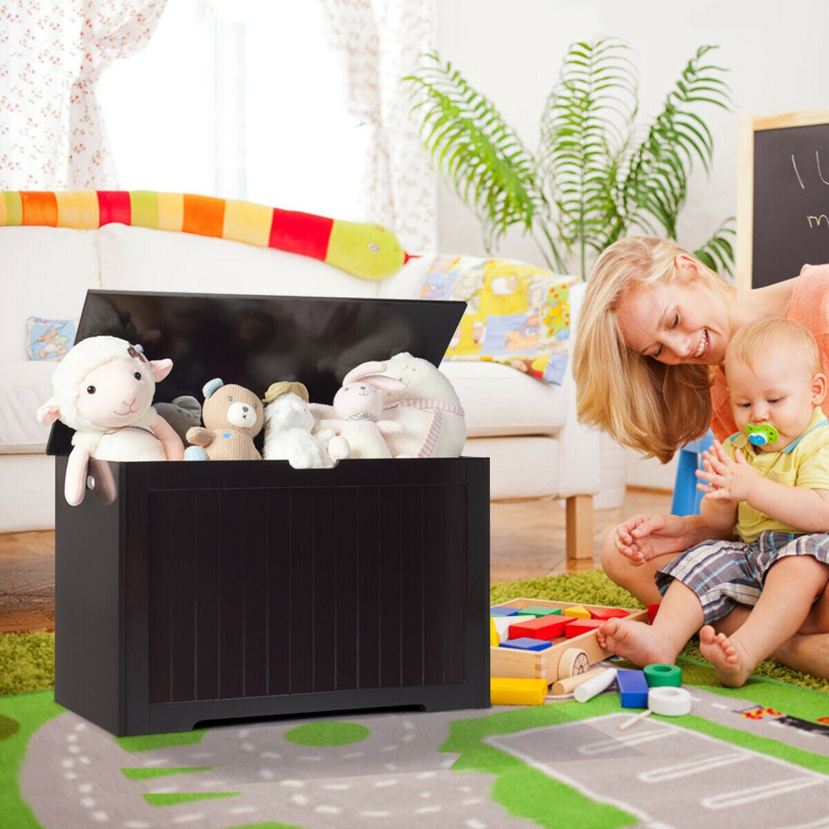 Wooden Toy Box Kids Storage Chest Bench by DirectDeals