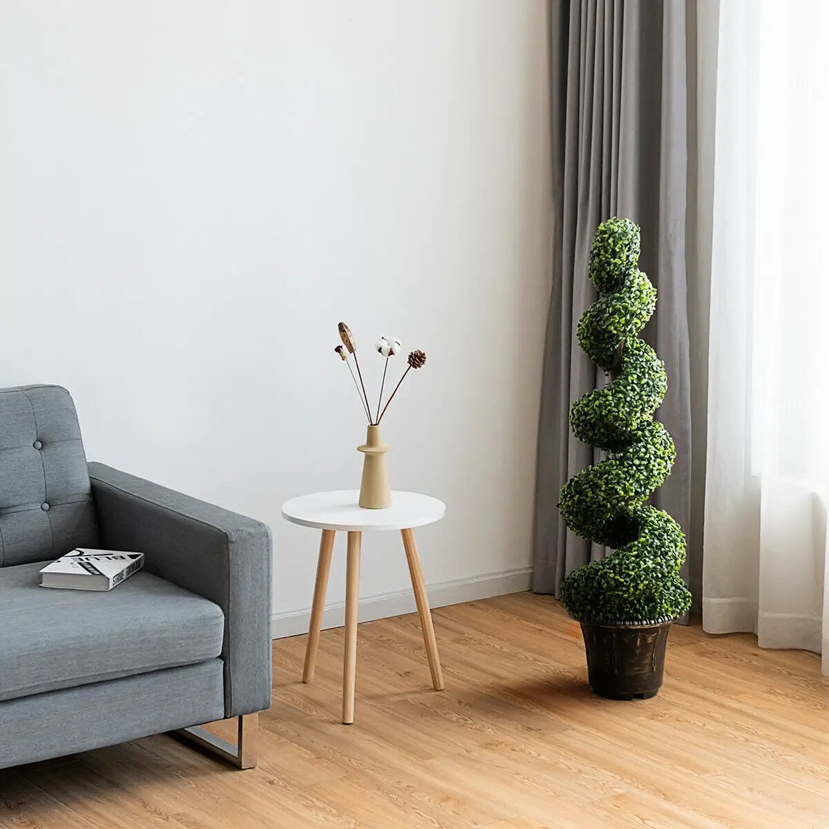 4 Feet Artificial Boxwood Spiral Green Leaves Tree by DirectDeals