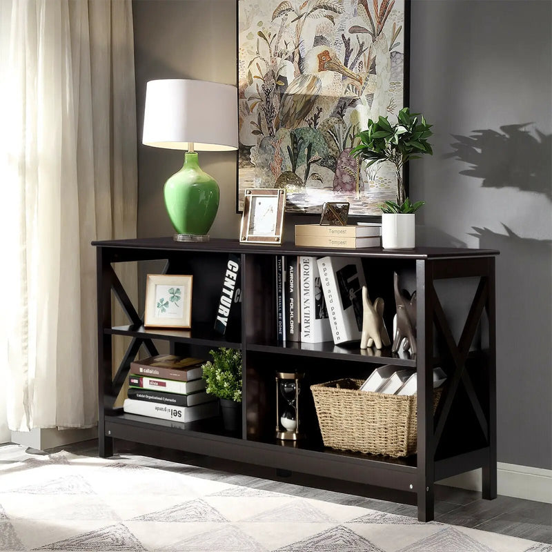 Wooden TV Stand Entertainment for TVs up to 55 Inch with X-Shaped Frame by DirectDeals
