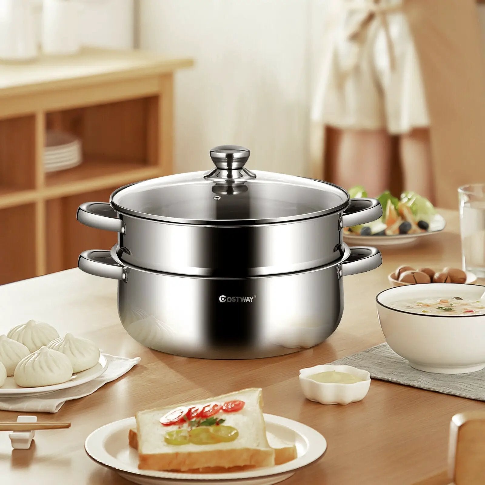9.5 QT 2 Tier Stainless Steel Steamer Cookware Boiler by DirectDeals