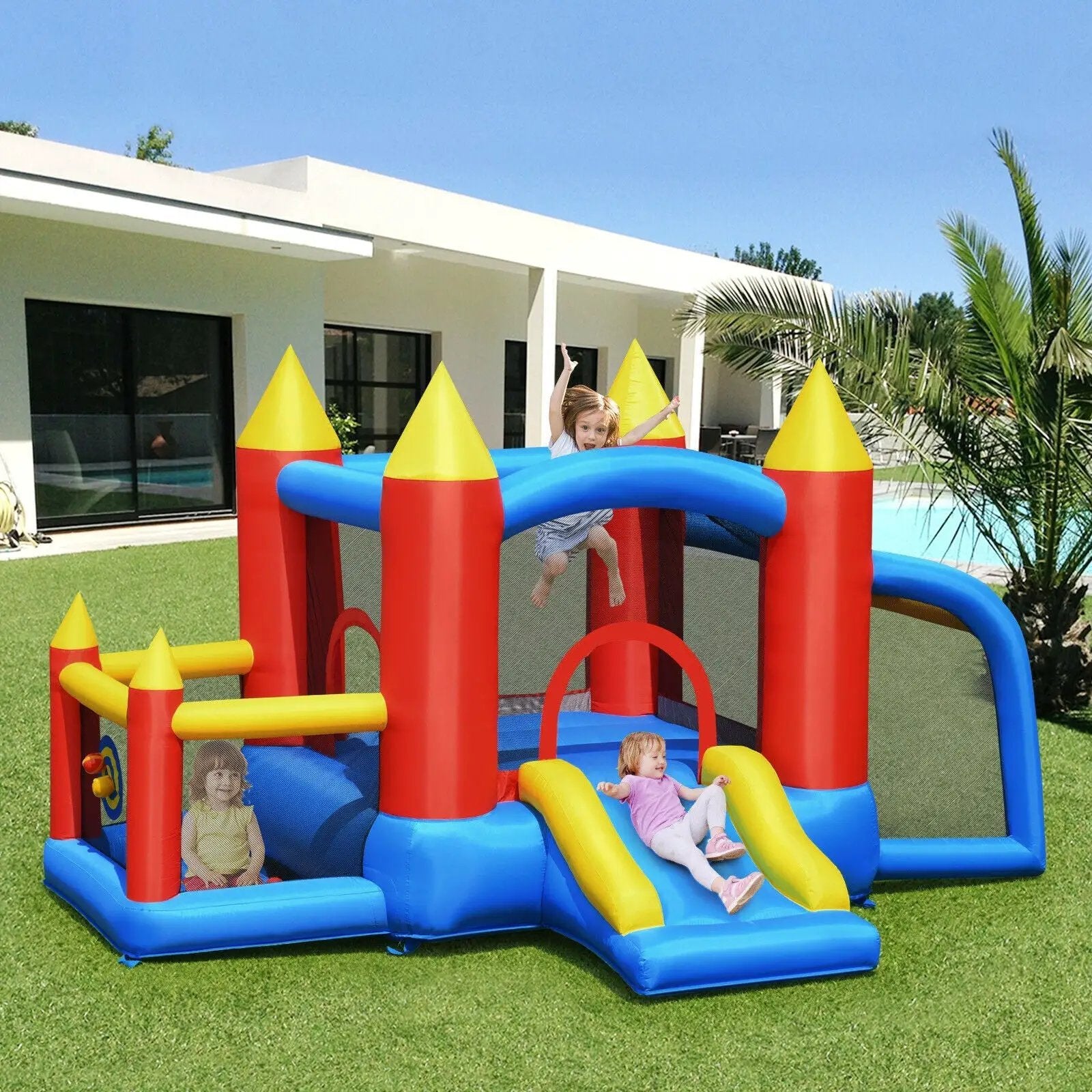 Kid Inflatable Slide Jumping Castle Bounce House with 740w Blower by DirectDeals