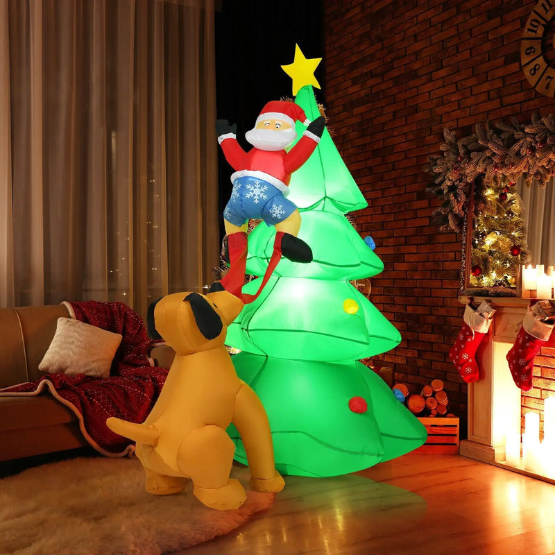 6.5 Feet Outdoor Inflatable Christmas Tree Santa Decor with LED Lights by DirectDeals
