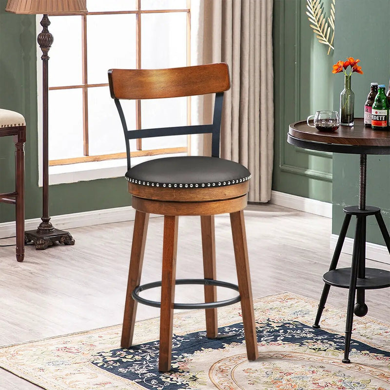 30.5 Inch 360-Degree Swivel Stools with Leather Padded Seat by DirectDeals