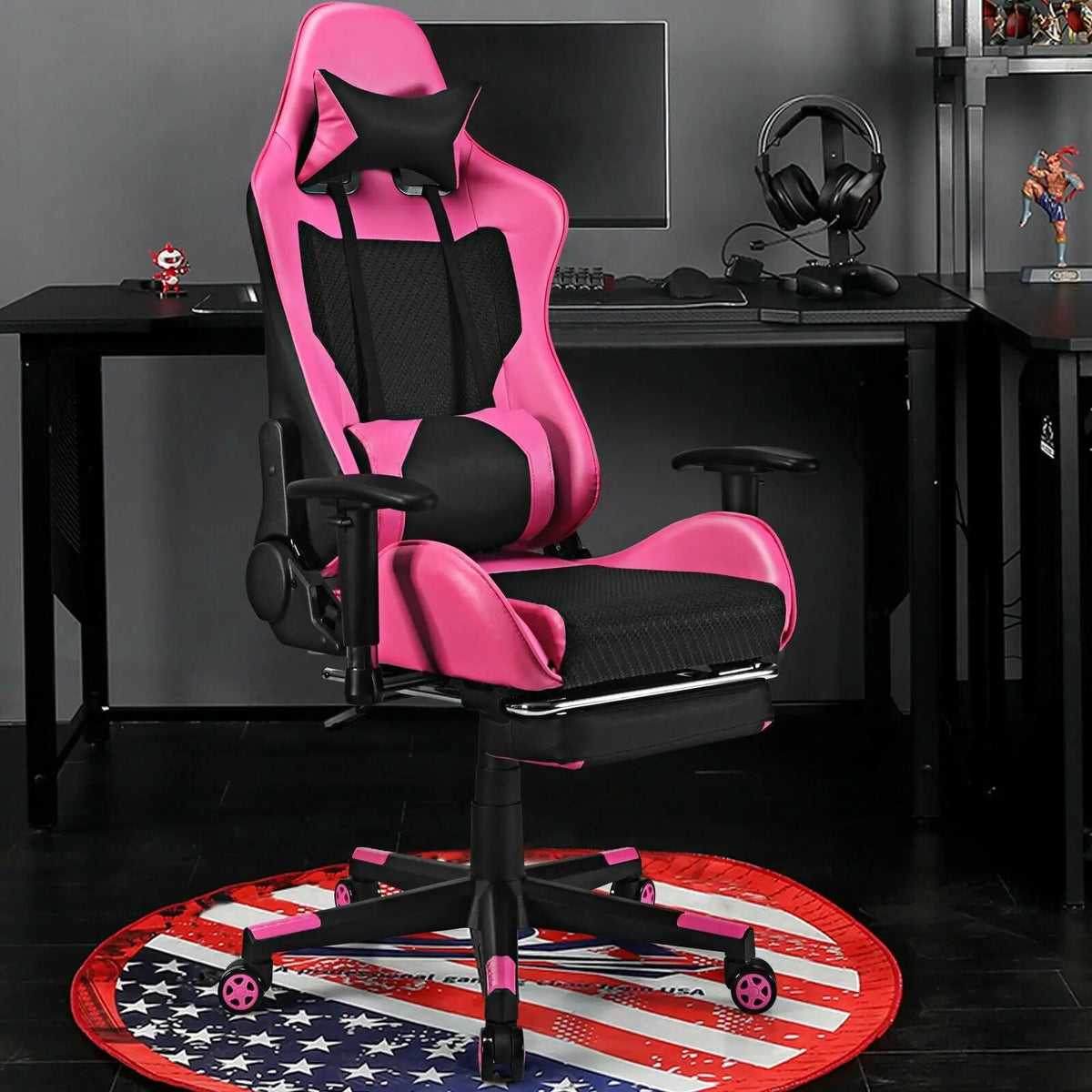 PU Leather Gaming Chair with USB Massage by DirectDeals