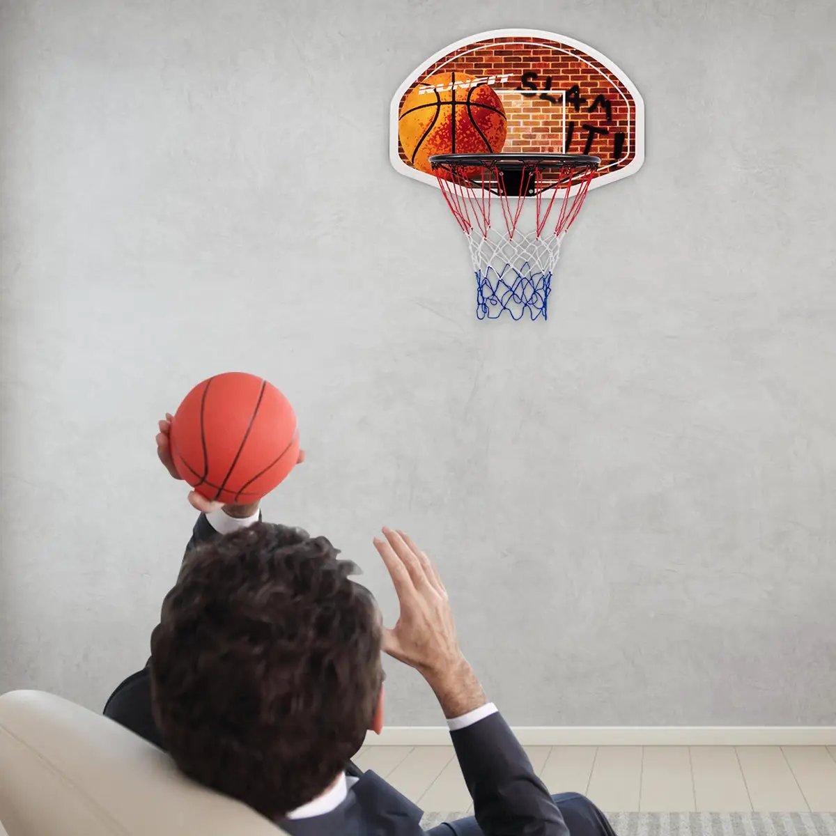 Wall Mounted Fan Backboard with Basketball Hoop and 2 Nets by DirectDeals