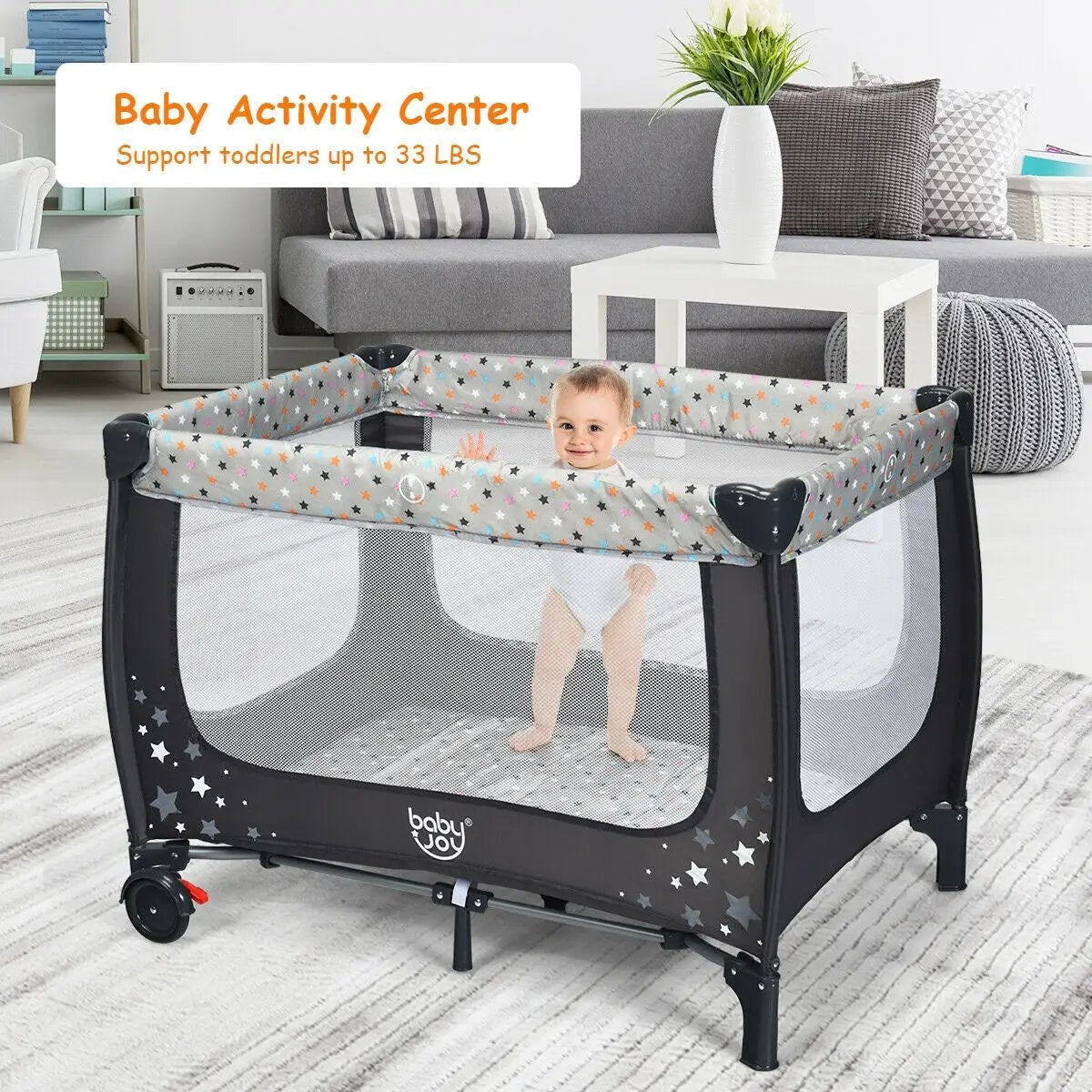 Portable Baby Playpen with Mattress Foldable Design by DirectDeals
