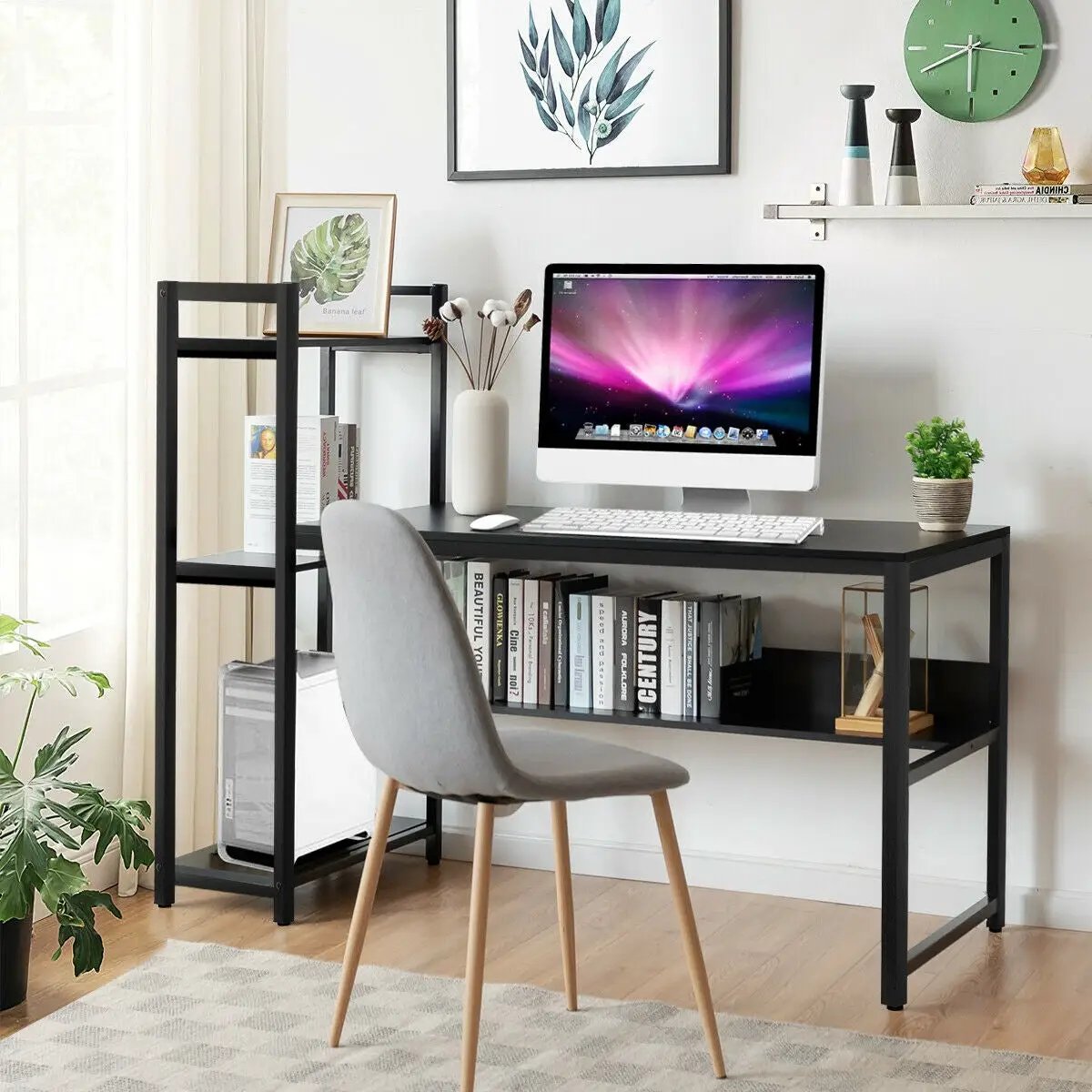 59-Inch Computer Desk Home Office Workstation 4-Tier Storage Shelves by DirectDeals