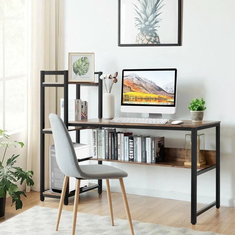 59-Inch Computer Desk Home Office Workstation 4-Tier Storage Shelves by DirectDeals