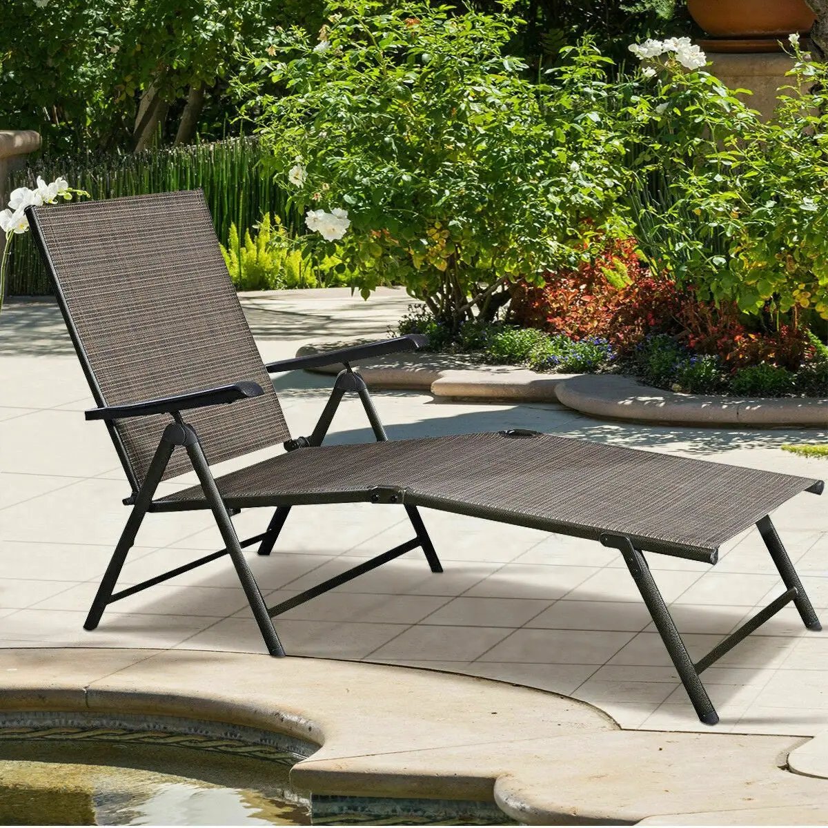 Set of 2 Adjustable Chaise Lounge Chair with 5 Reclining Positions by DirectDeals