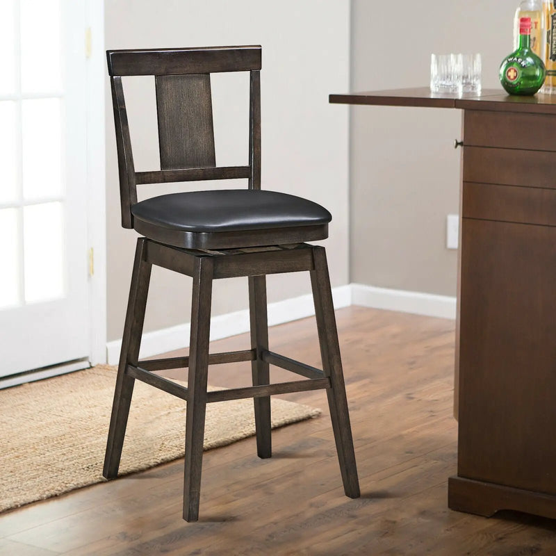 24 inch Swivel Upholstered Counter Height Bar Chair with Rubber Wood Legs by DirectDeals