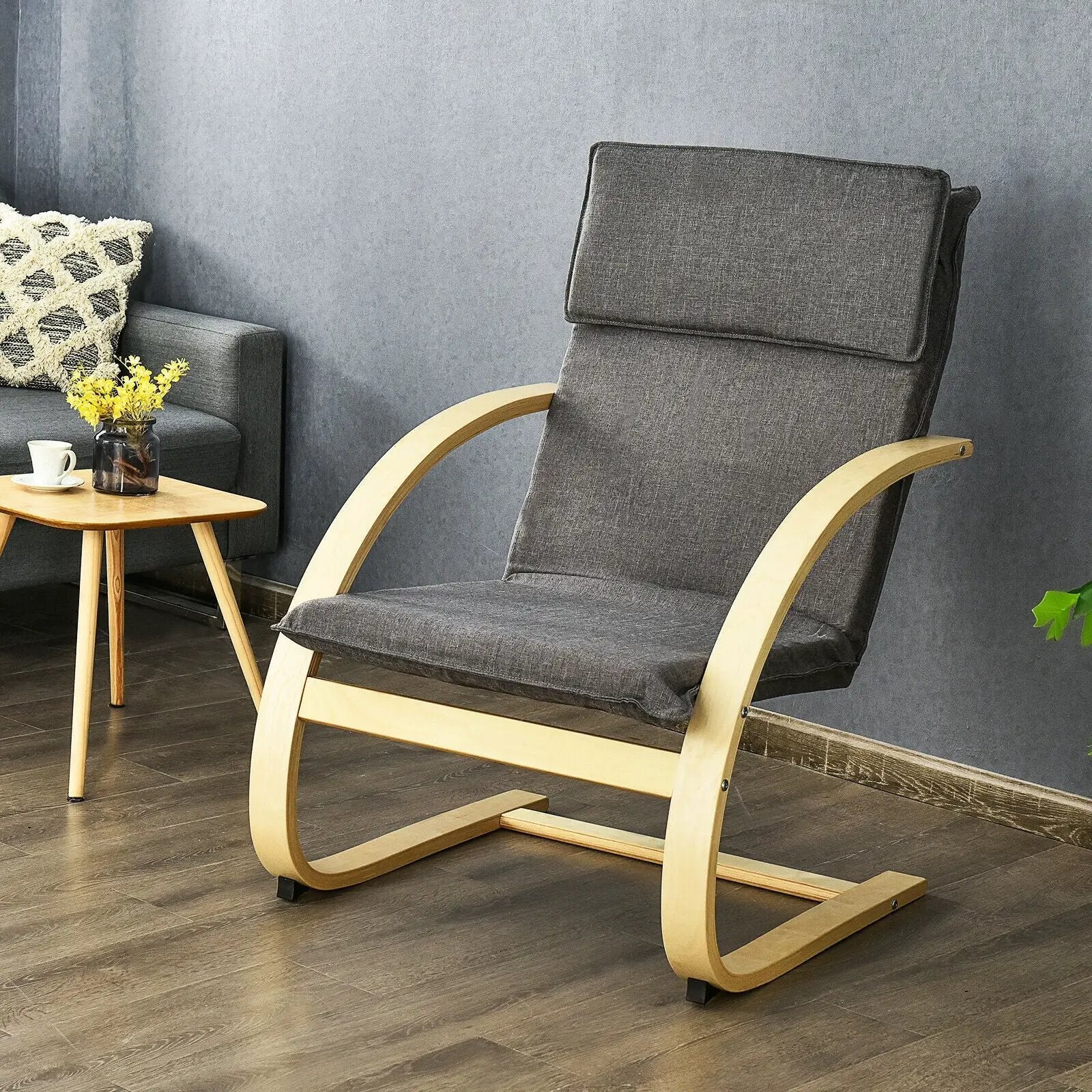 Modern Fabric Upholstered Bentwood Lounge Chair-Gray by DirectDeals