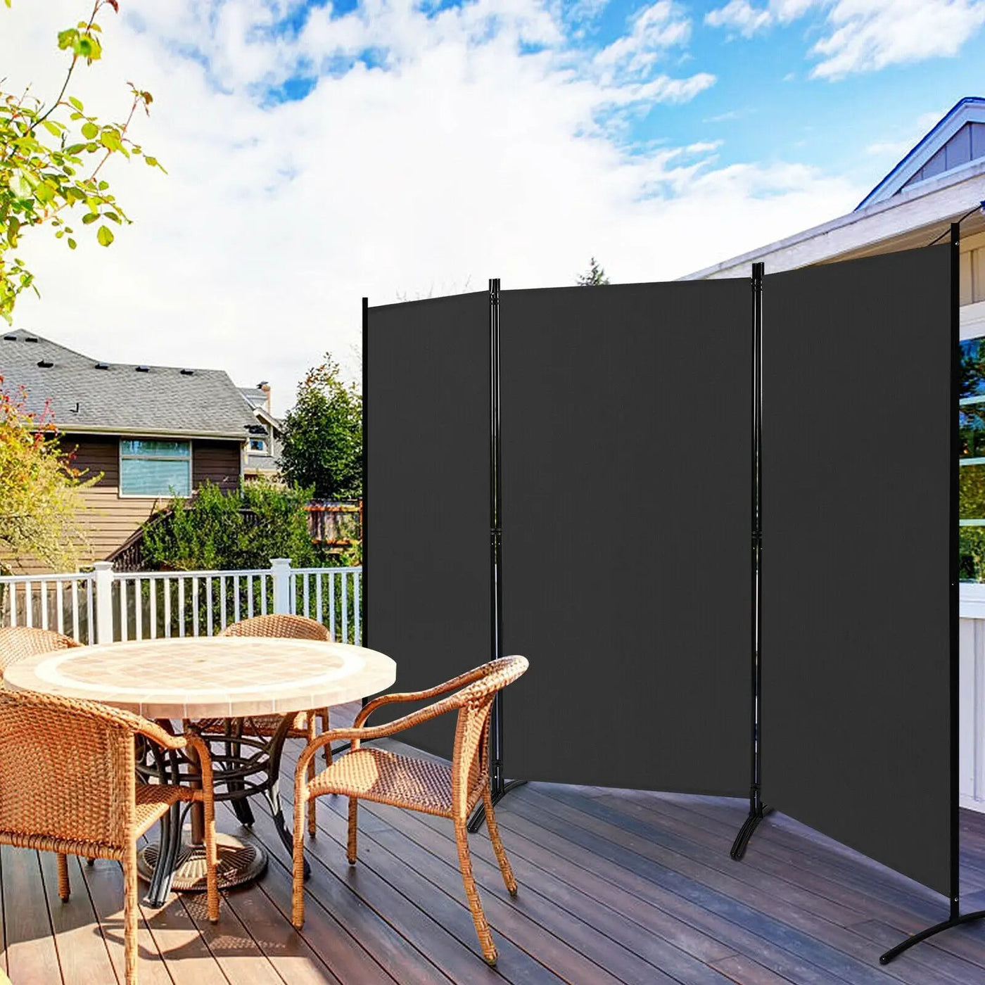 6 Feet 3 Panel Room Divider with Durable Hinges Steel Base by DirectDeals