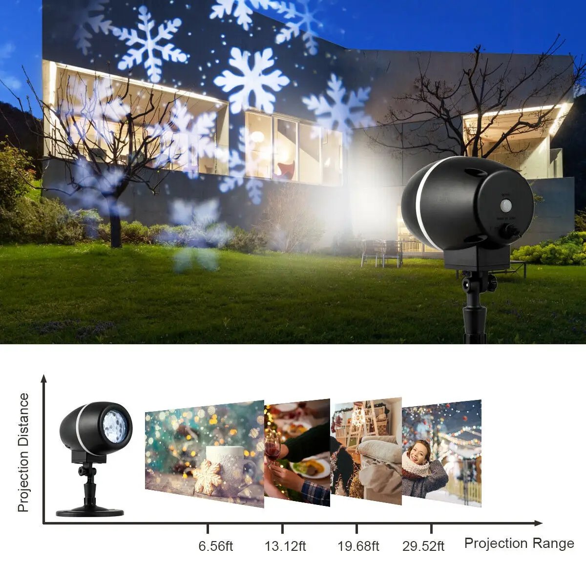 Outdoor Waterproof Christmas Snowflake LED Projector Lights with Remote Control by DirectDeals