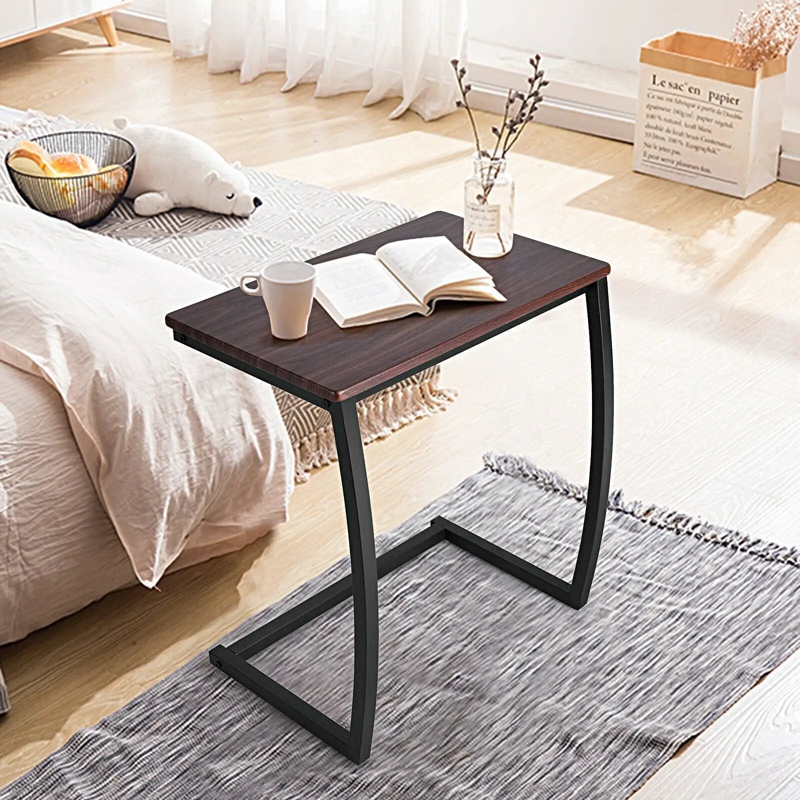Steel Frame C-shaped Sofa Side End Table-Coffee by DirectDeals