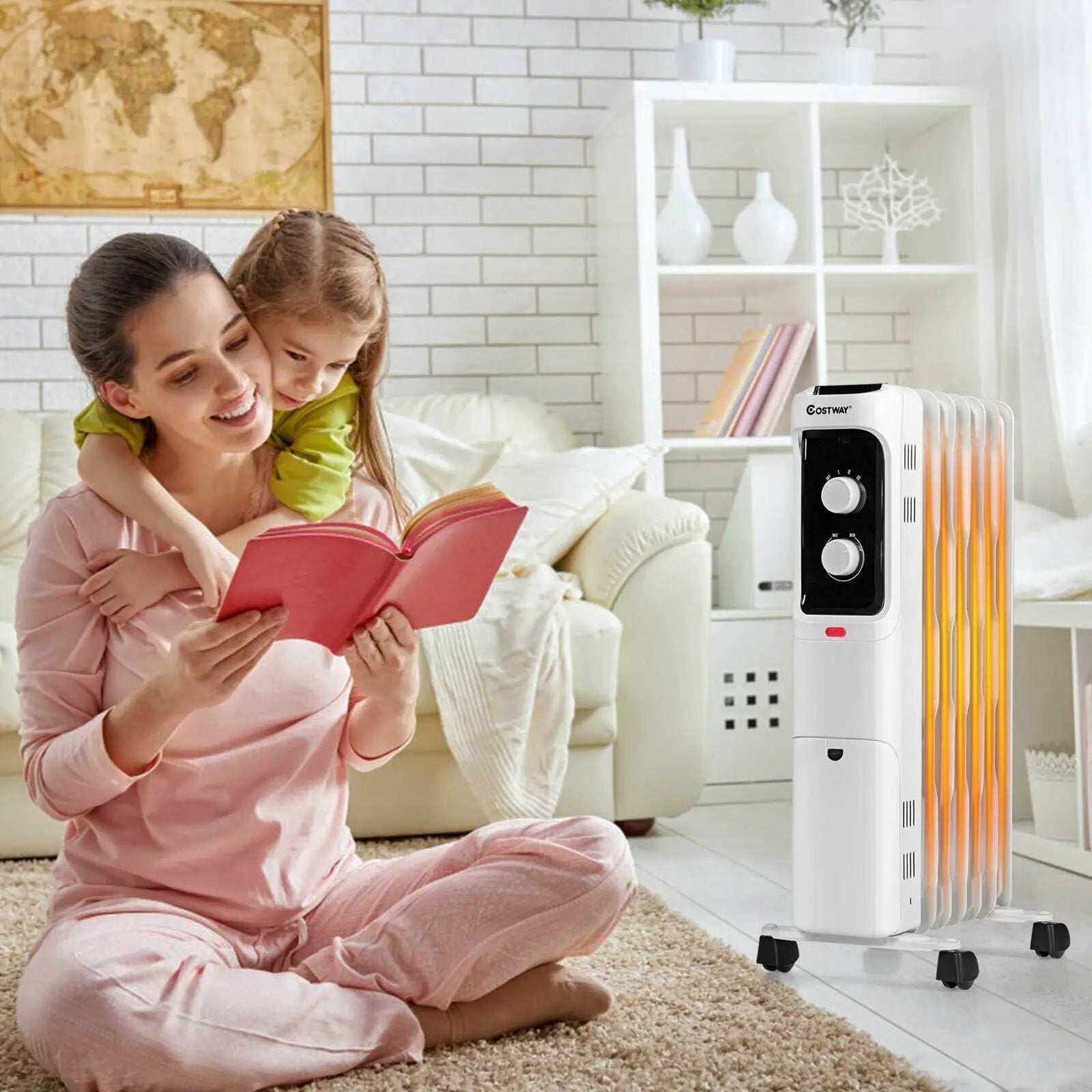 1500W Oil Filled Portable Radiator Space Heater with Adjustable Thermostat by DirectDeals