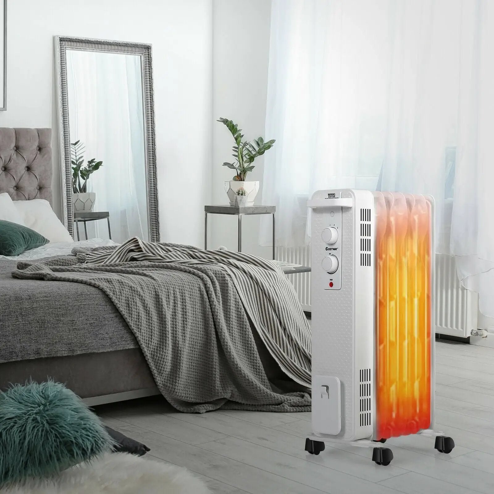 1500 W Oil-Filled Heater Portable Radiator Space Heater with Adjustable Thermostat by DirectDeals