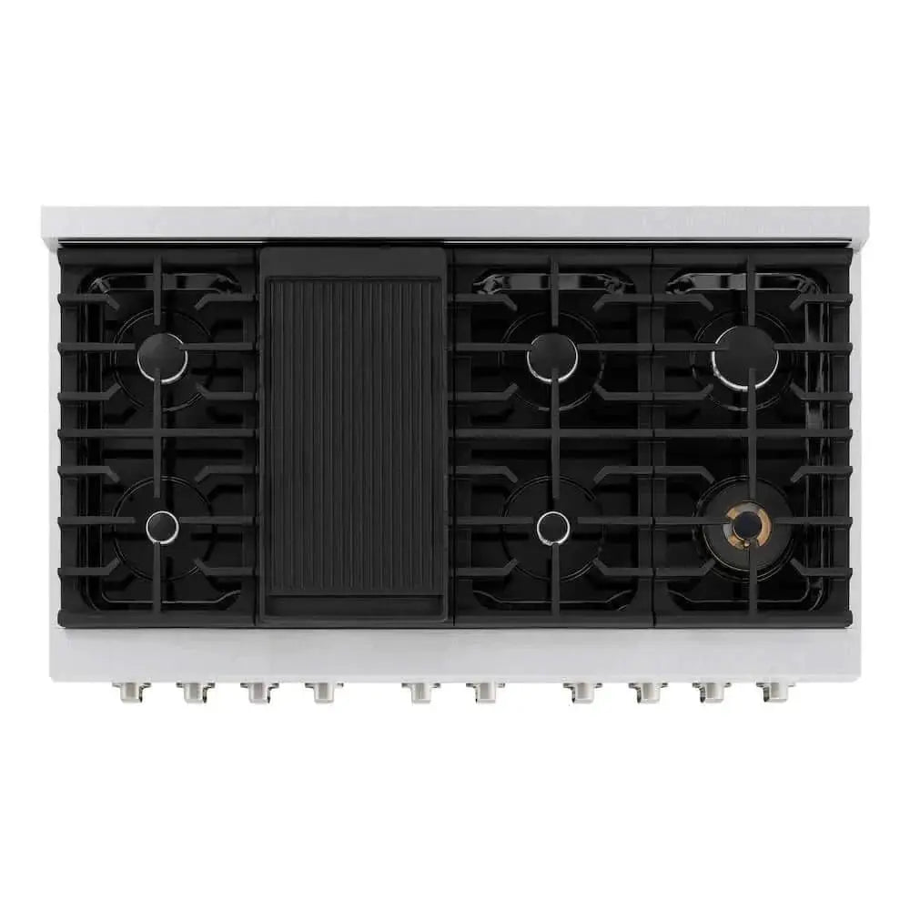 ZLINE 48"Gas Range, Convection Gas Oven , DuraSnow® Stainless Steel, SGRS-48 by Farmhouse Kitchen and Bath
