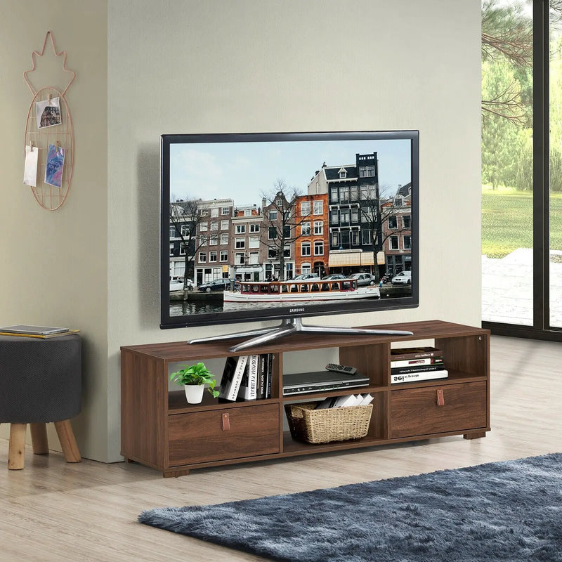 TV Stand Entertainment Media Center Console for TV's up to 60 Inch with Drawers Walnut by DirectDeals