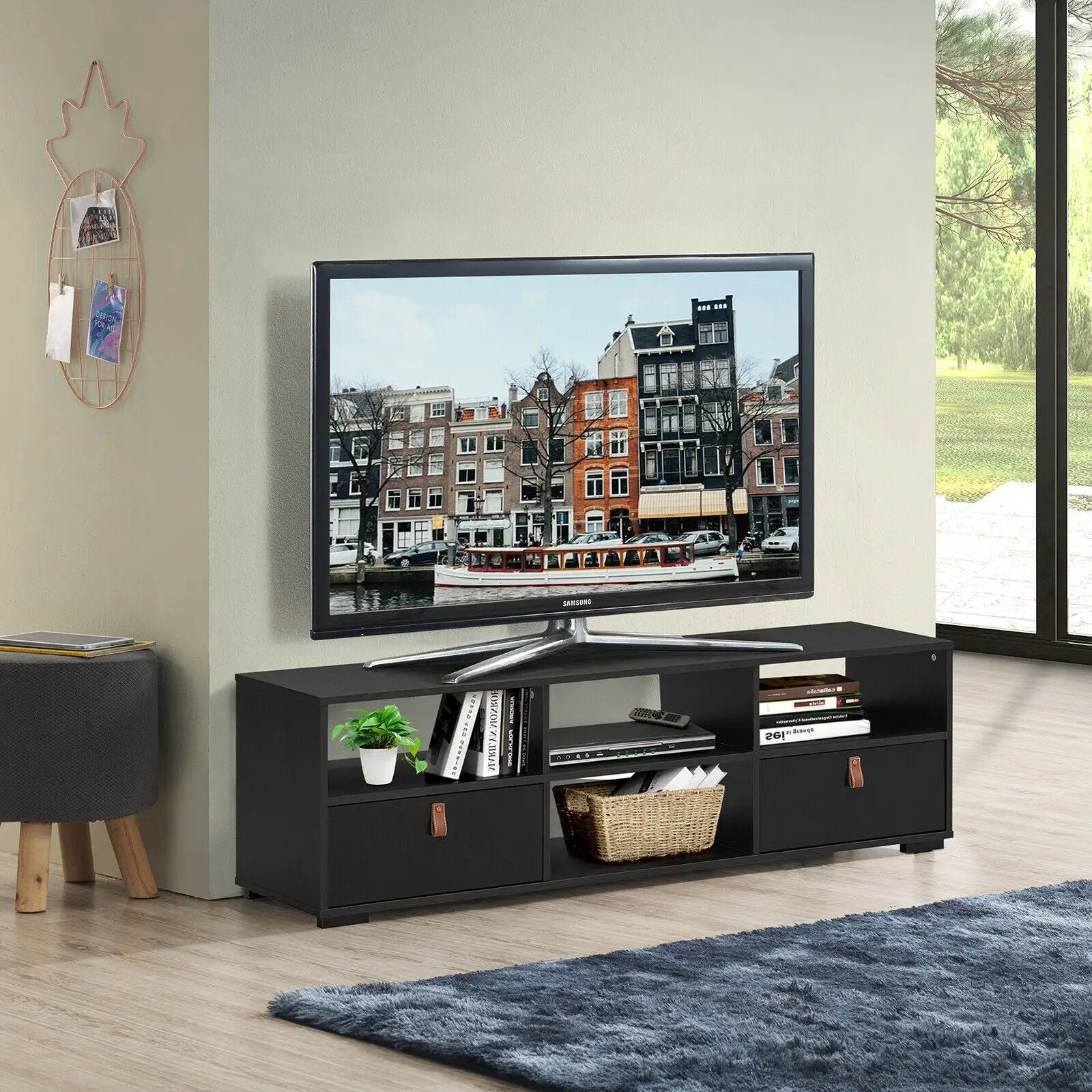 TV Stand Entertainment Media Center Console for TV's up to 60 Inch with Drawers Walnut by DirectDeals
