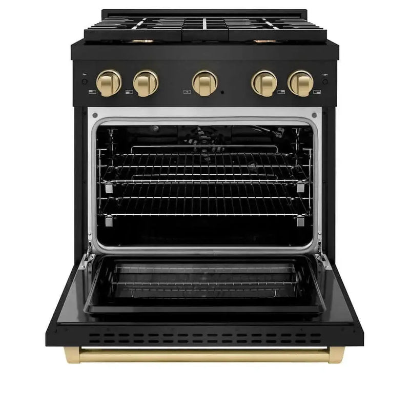 ZLINE 30"Gas Range, Convection Gas Oven, Black Champagne Bronze, SGRBZ-30-CB by Farmhouse Kitchen and Bath
