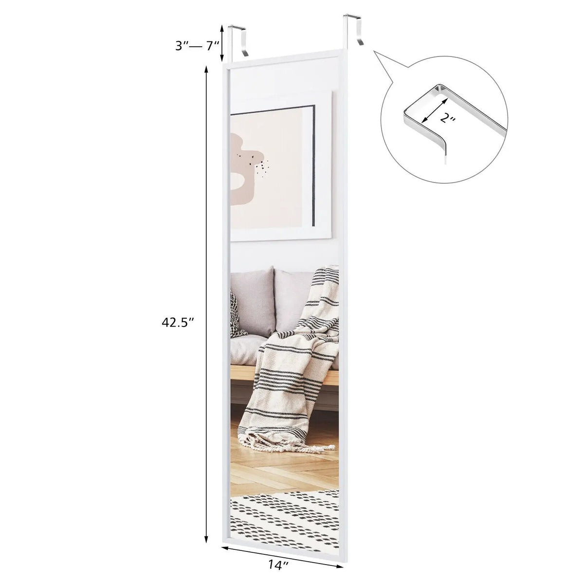 Full Length Metal Door Mirror with Adjustable Hook by DirectDeals