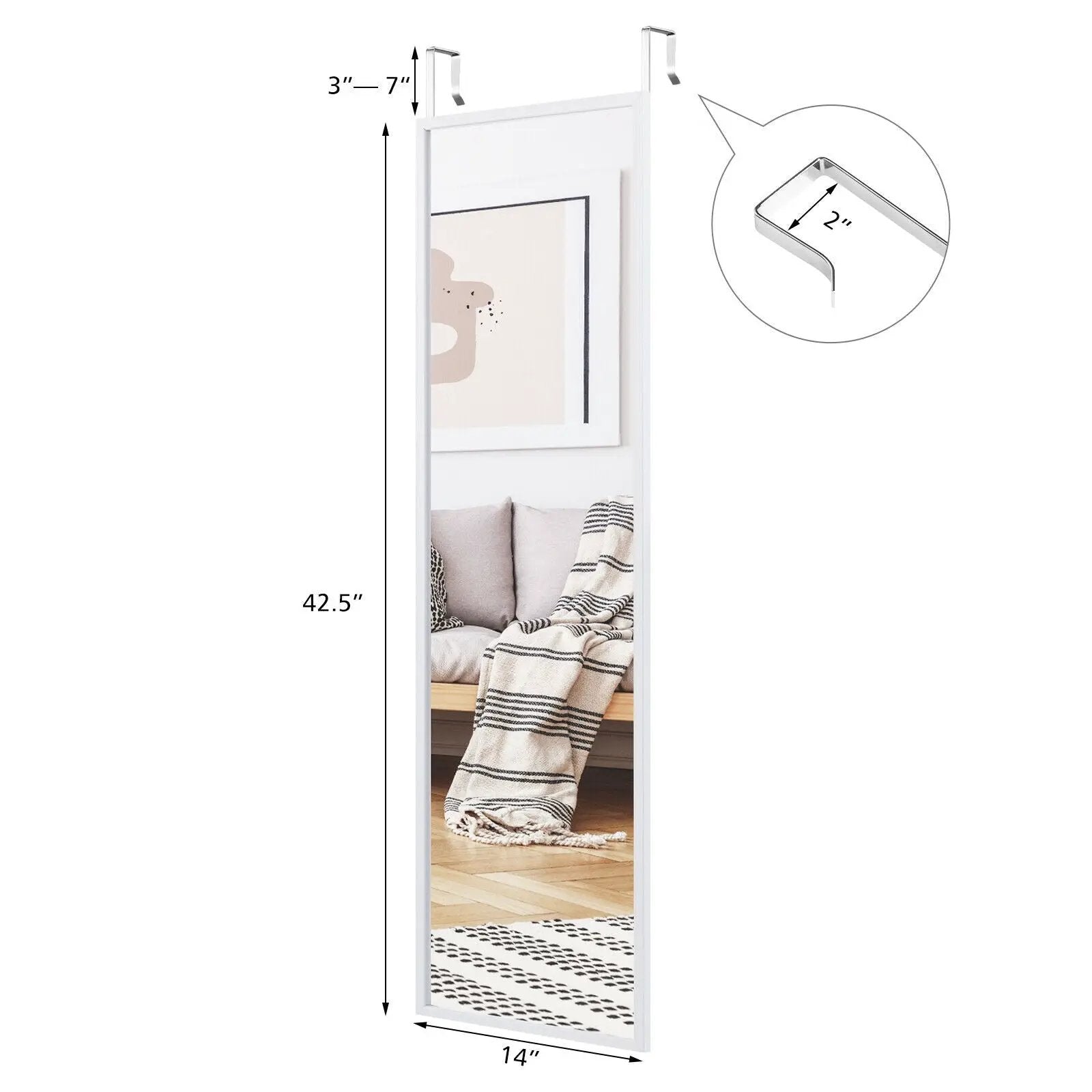 Full Length Metal Door Mirror with Adjustable Hook by DirectDeals