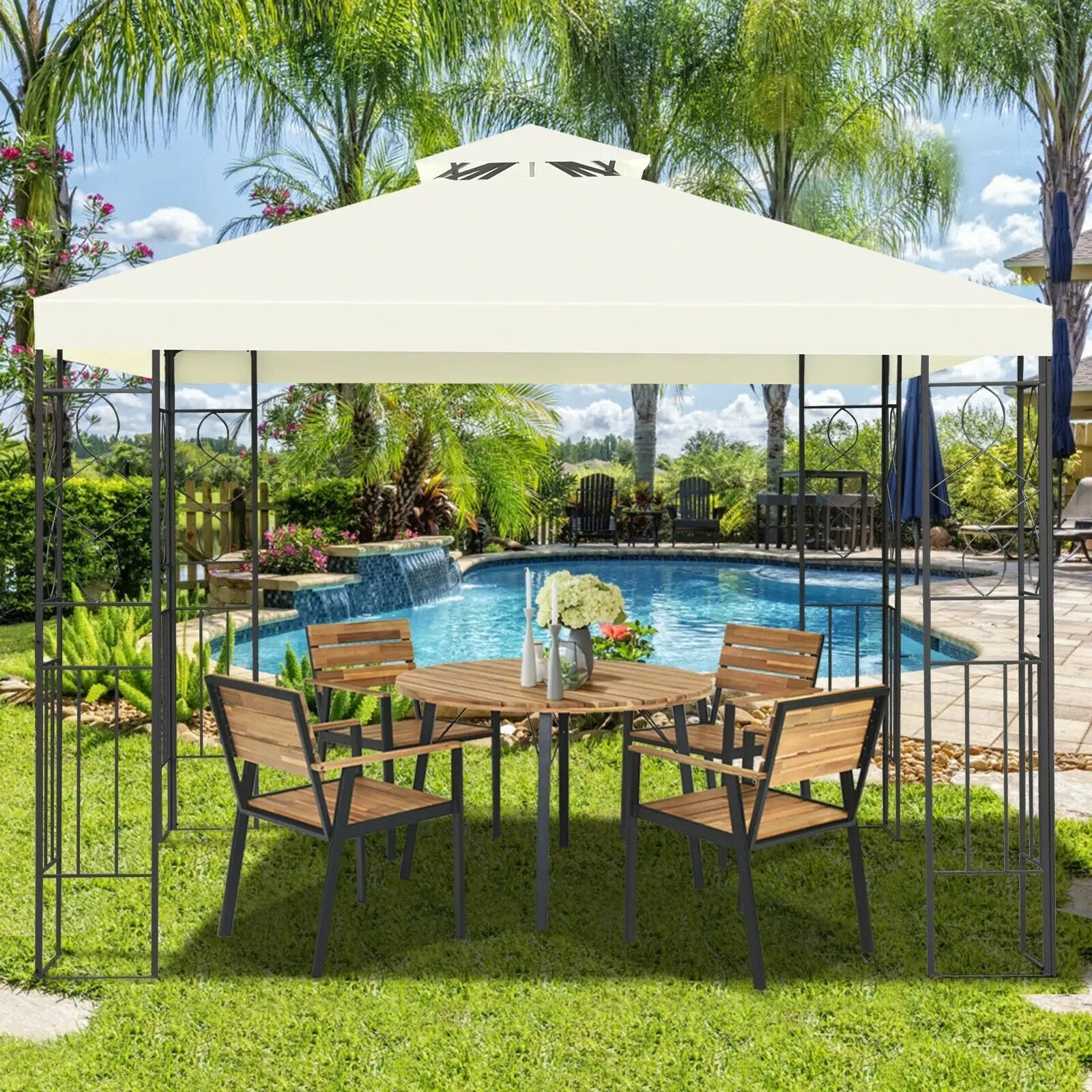 2 Tiers 10 x 10 Feet Patio Gazebo Canopy Tent by DirectDeals
