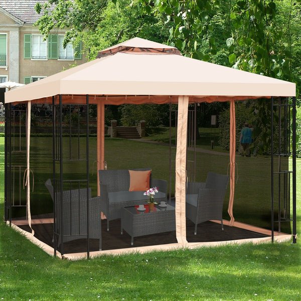 10 x 10 Feet 2-Tier Vented Metal Canopy with Mosquito Netting, photo 2 of 8