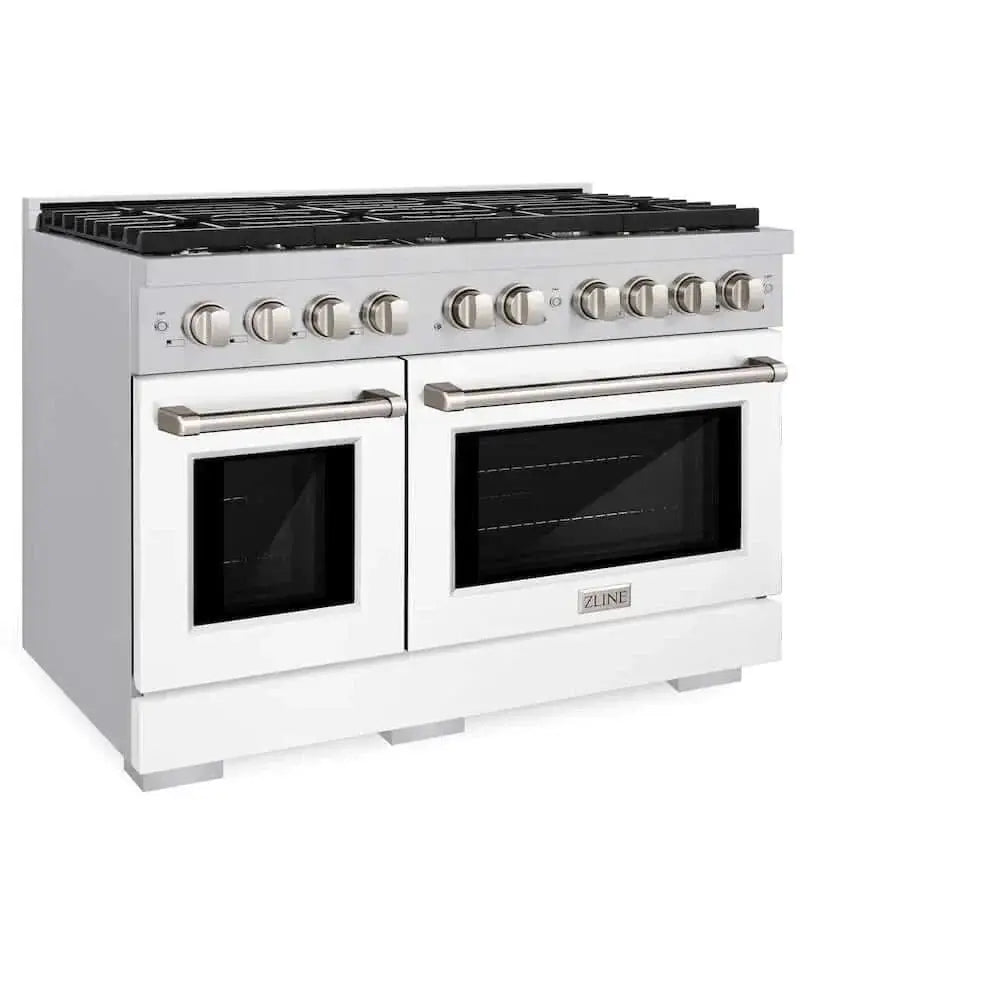 ZLINE 48 In. Gas Range, Stainless Steel, White Matte, SGR-WM-48 by Farmhouse Kitchen and Bath