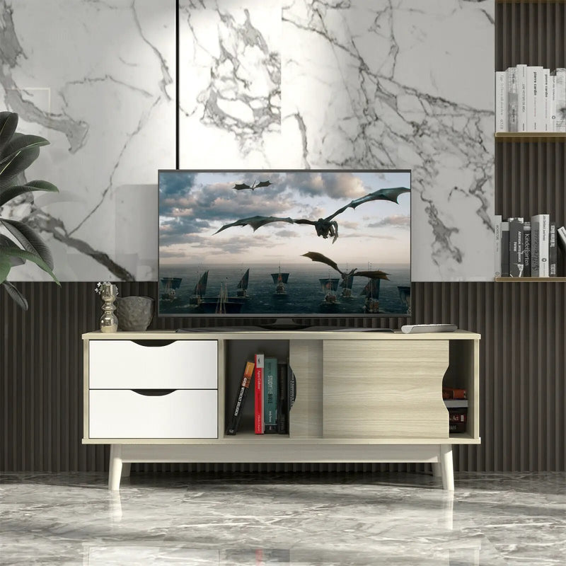 TV Stand for TV up to 60 Inch Media Console Table Storage with Doors by DirectDeals