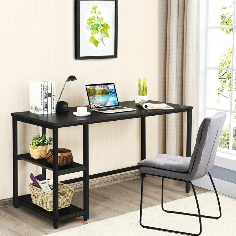 47 Inch Computer Desk Office Study Table Workstation Home with Adjustable Shelf Black by DirectDeals