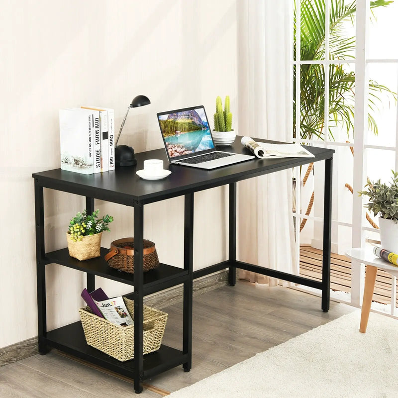 47 Inch Computer Desk Office Study Table Workstation Home with Adjustable Shelf Black by DirectDeals