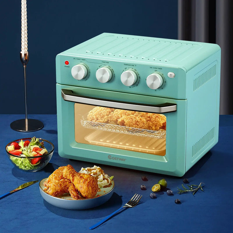 19 Qt Dehydrate Convection Air Fryer Toaster Oven with 5 Accessories-Green by DirectDeals