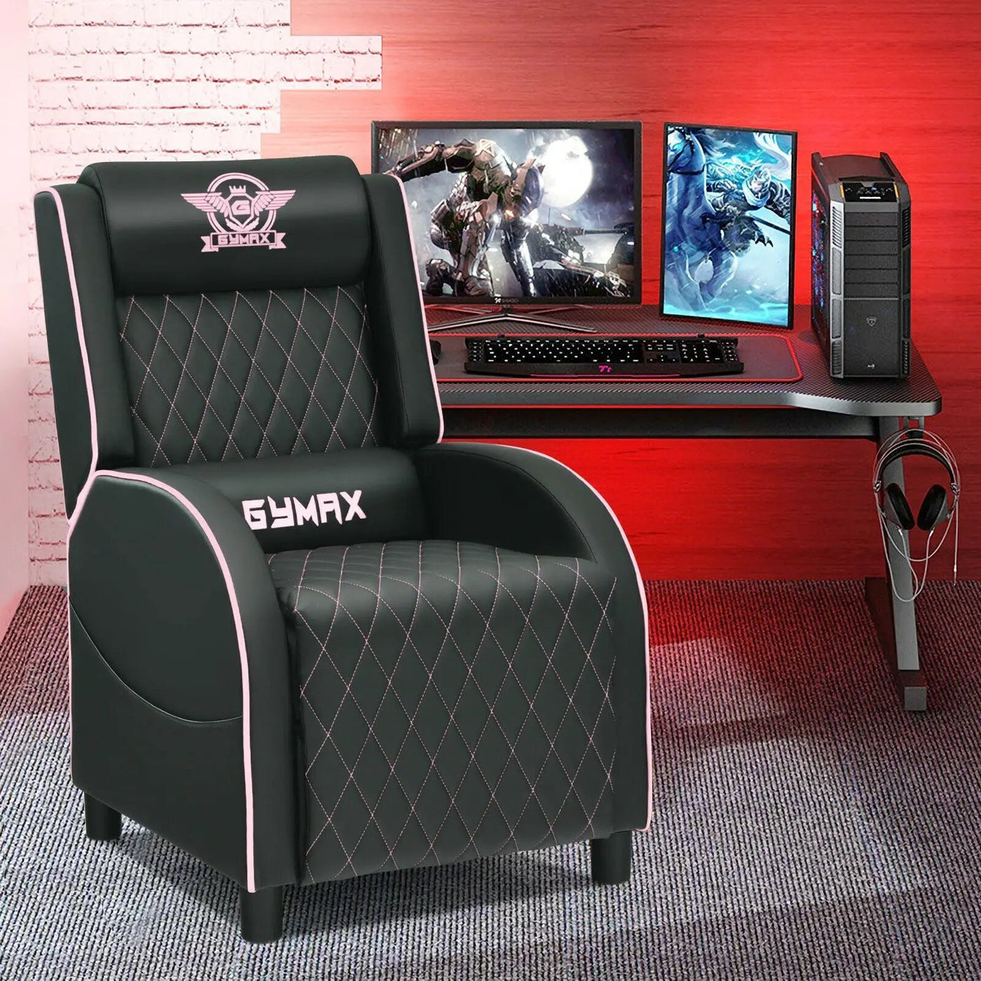 Massage Gaming Recliner Chair with Headrest and Adjustable Backrest for Home Theater by DirectDeals