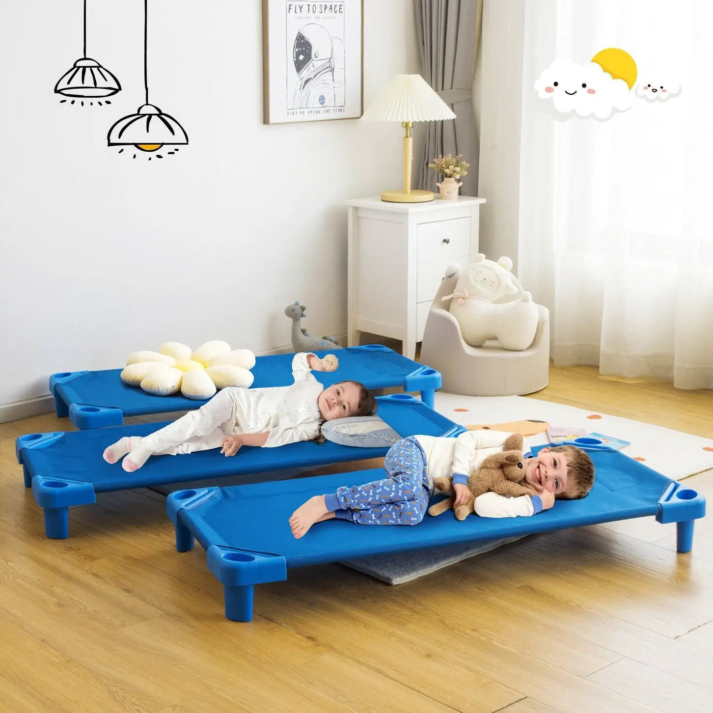 Kids Stackable Daycare Cot Pack of 6 with Detachable Oxford Cloth by DirectDeals