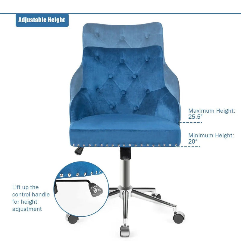 Tufted Upholstered Swivel Computer Desk Chair with Nailed Tri by DirectDeals