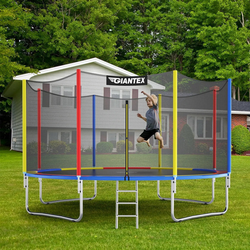 14 Feet Trampoline with Safety Enclosure Net and Ladder Outdoor for Kids Adults by DirectDeals