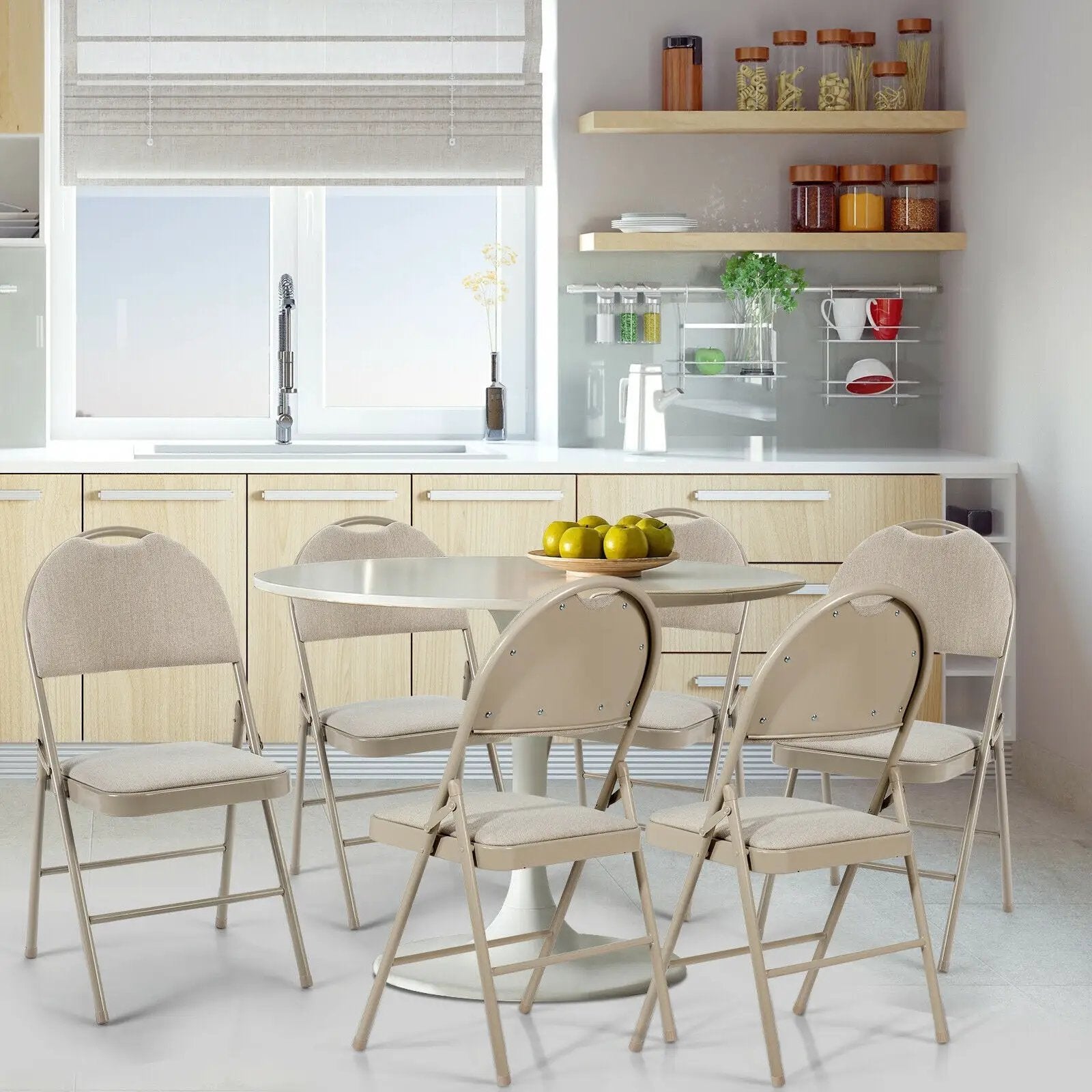 Set of 6 Folding Fabric Upholstered Metal Chairs by DirectDeals