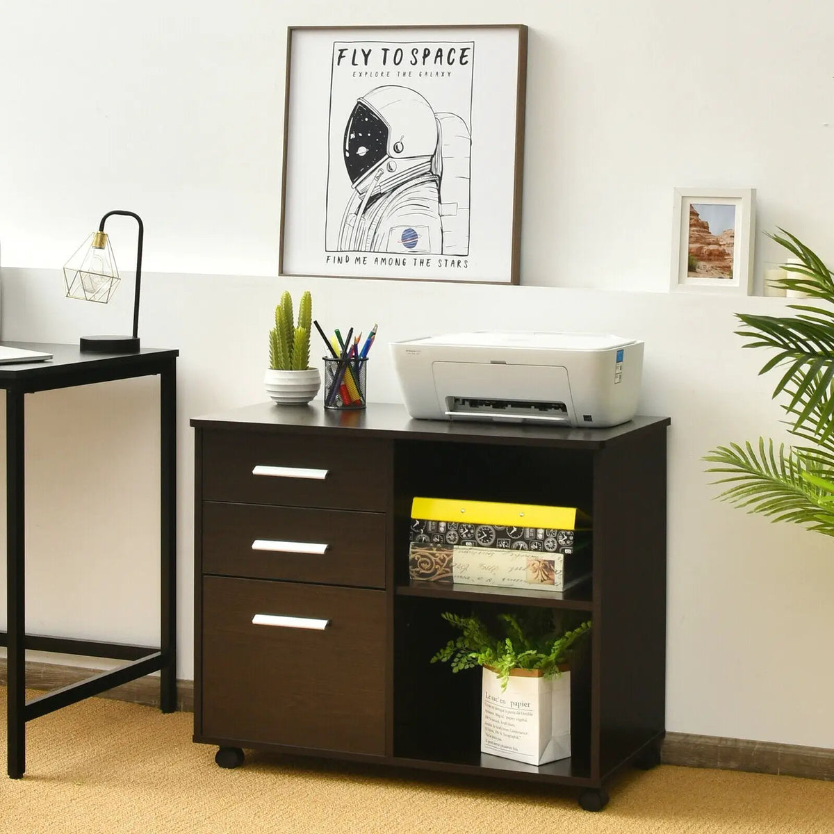 3-Drawer Mobile Lateral File Cabinet Printer Stand by DirectDeals
