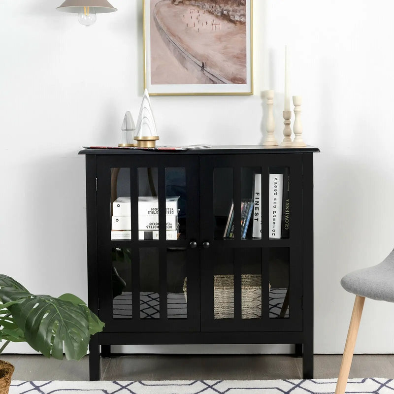 Glass Door Sideboard Console Storage Buffet Cabinet by DirectDeals