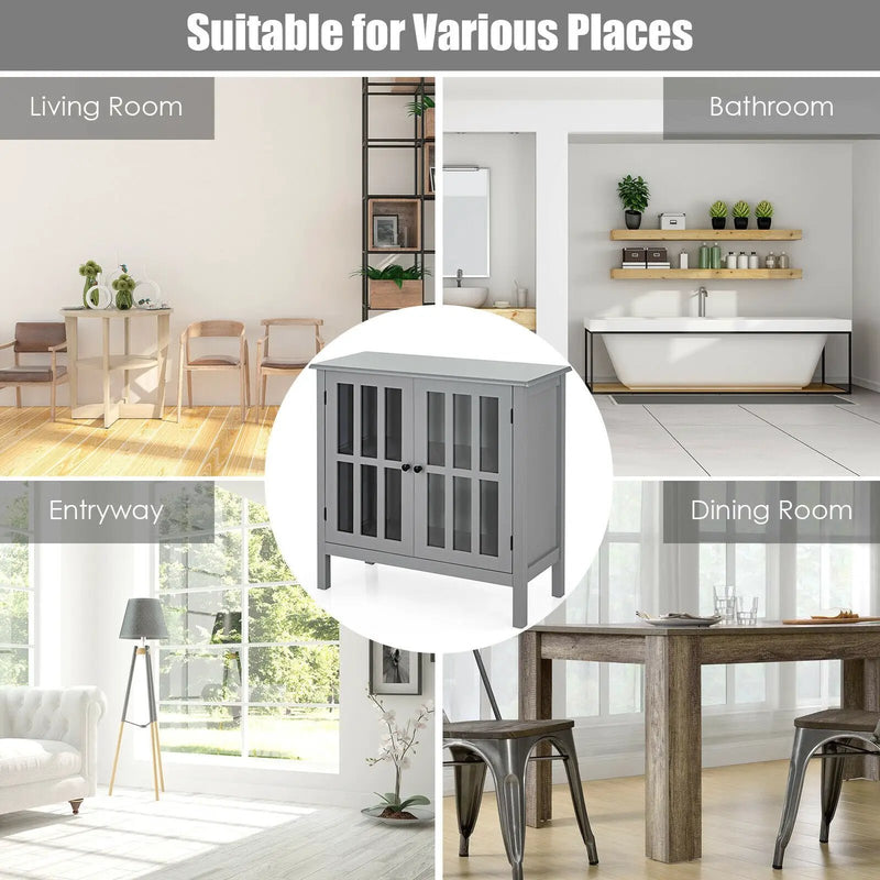 Glass Door Sideboard Console Storage Buffet Cabinet by DirectDeals