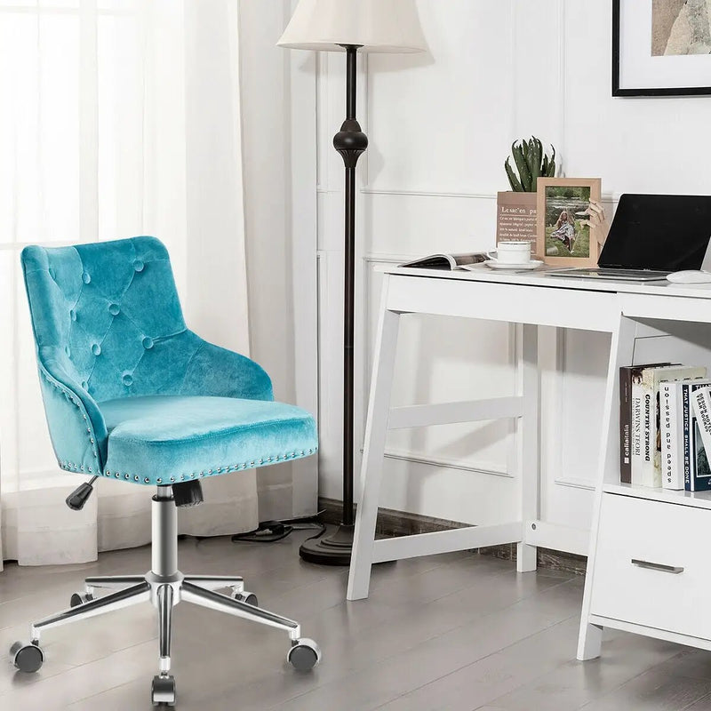Tufted Upholstered Swivel Computer Desk Chair with Nailed Tri by DirectDeals